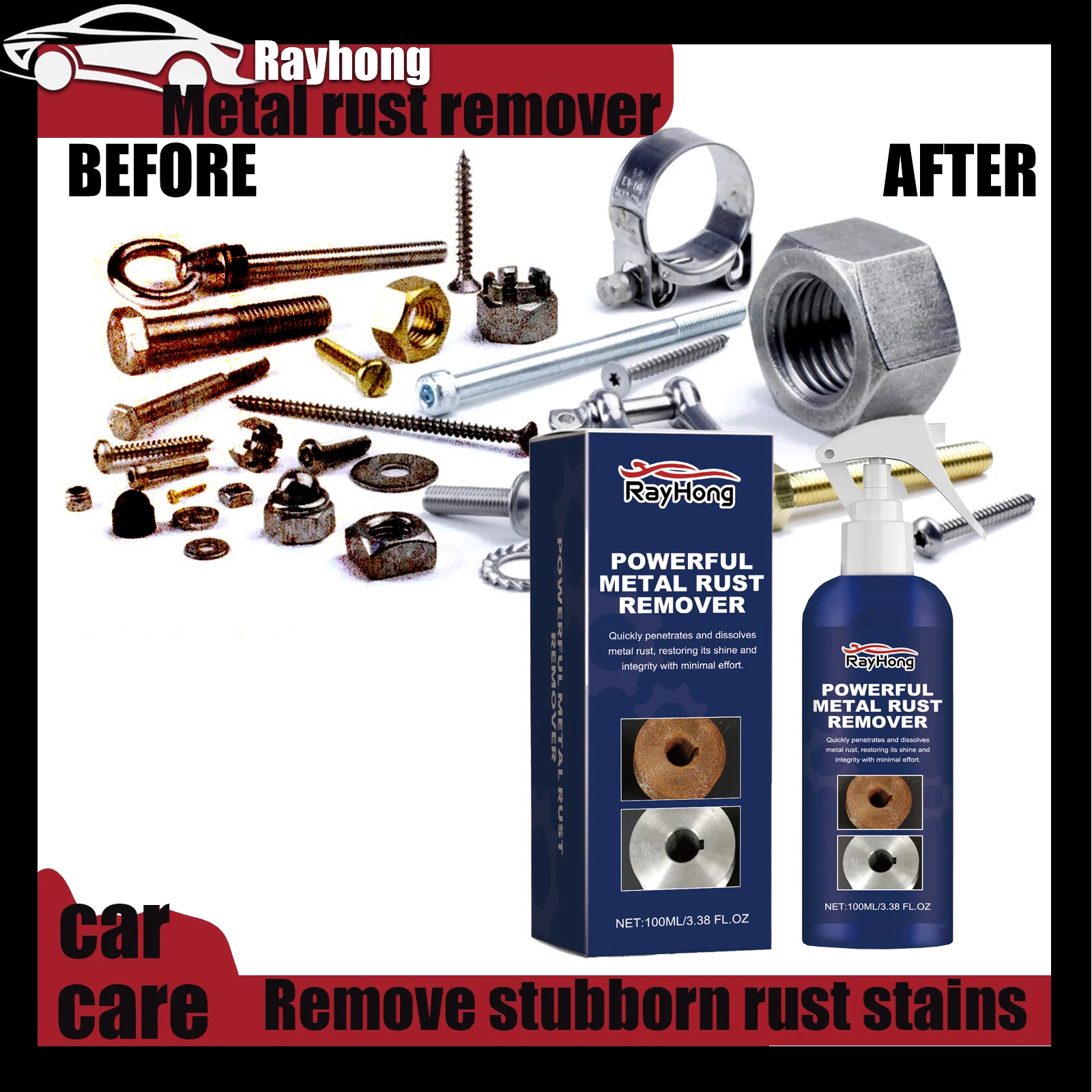 Rayhong 100 ml Metallrostentferner für Autos – ultimative Reinigung, Rostentfernung und Sanierung Image
