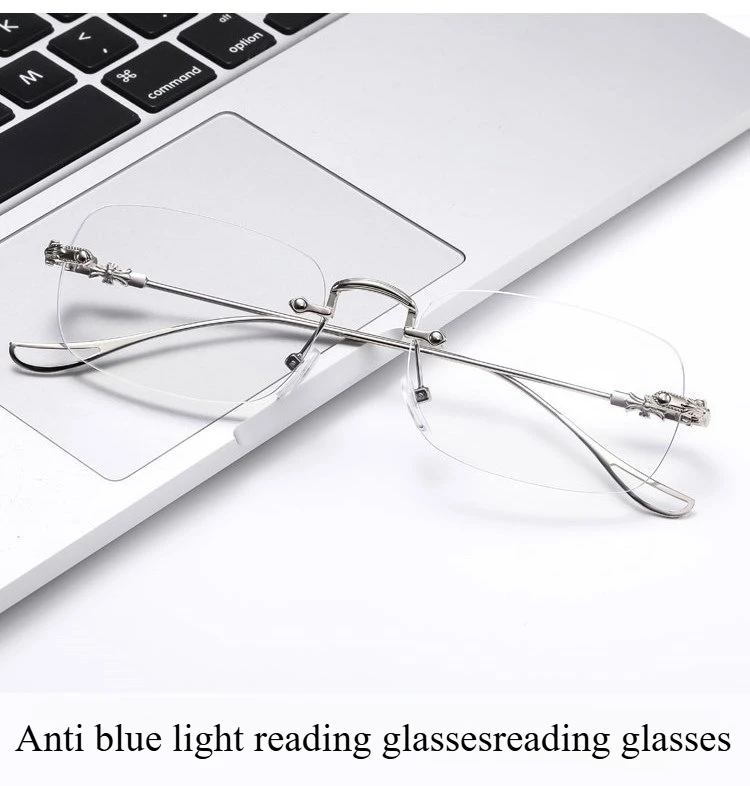Modische rahmenlose Anti-Blaulicht-Lesebrille, hochwertige personalisierte und einfache Lesebrille Image