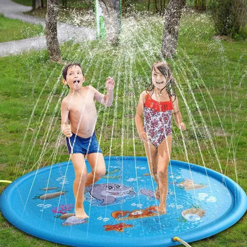 Wasser Splash Pools Kinder Outdoor Lustige Spielzeuge Kinder Aufblasbare Runde Sprinkler Matte Hof Wasser Spray Pad Image