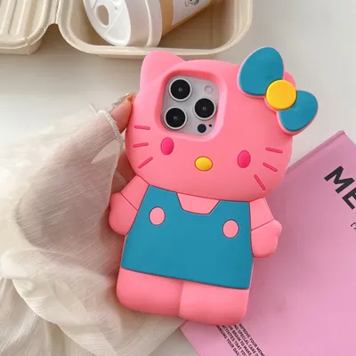 Hello Kitty 3D Cartoon Bow Case For iPhone 16 Plus 16 15 14 13 12 Pro Max 12 Pro 11 Y2K Anti Fall Silicone Cases Cover