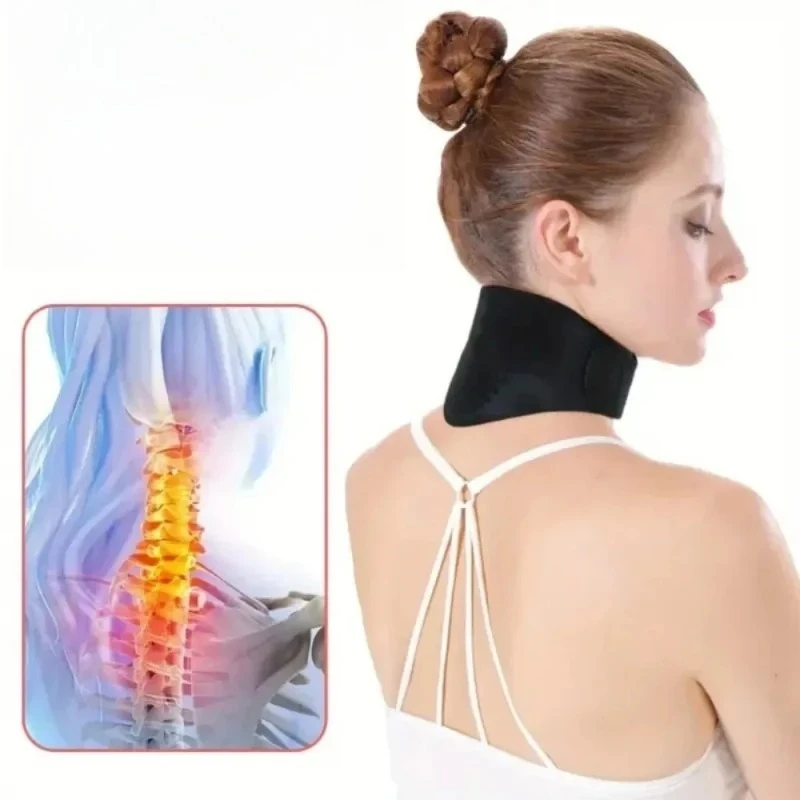 Selbsterwärmender Nackenschutz mit Wärme- und Turmalin-Magnetfeldtherapie für den Heimgebrauch. Nackenschutz mit großen Magneten Image