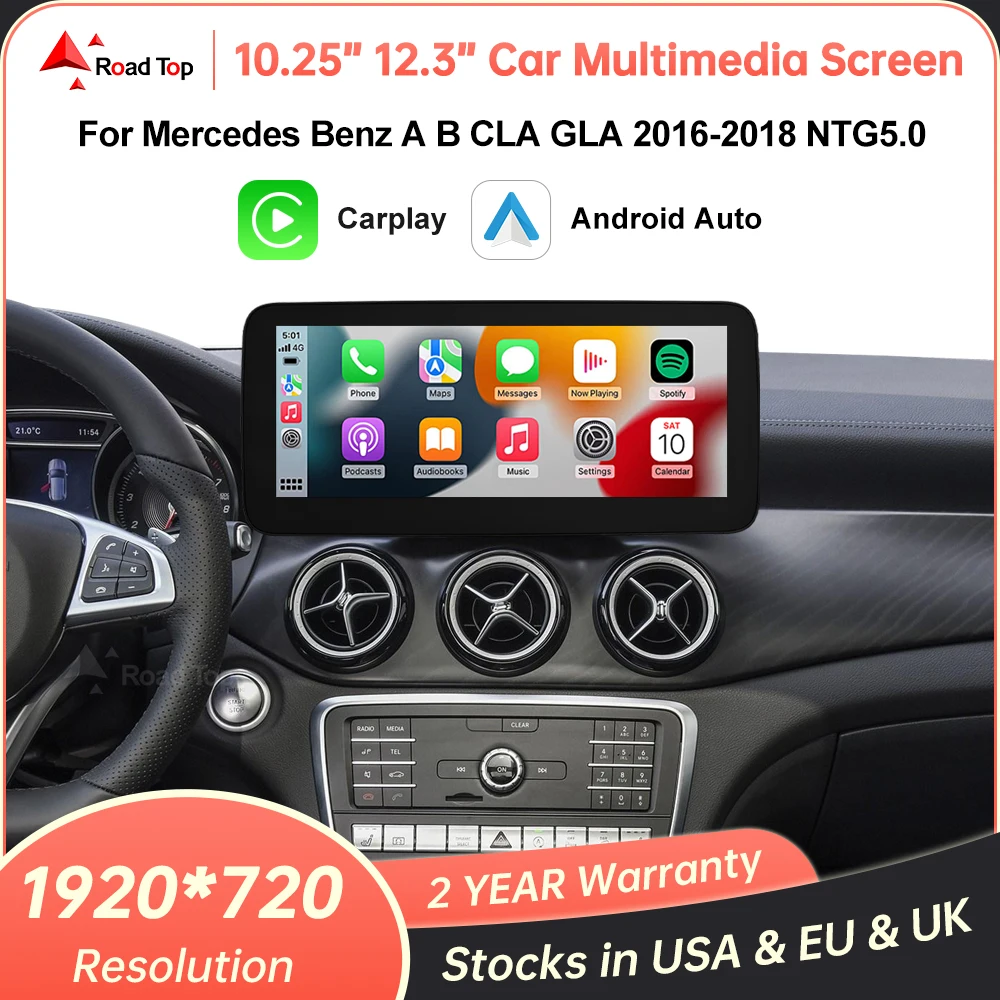 RoadTop Drahtlose CarPlay Android Auto Auto Multimedia Display Für Mercedes-Benz CLA GLA EINE Klasse W176 2016-2018 NTG 5,0 TouchScreen Image