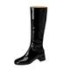 Lizoleor Sweet Patent Block Heel Square Toe Women Knee High Boots Back Zipper Wide Fit Mid Heel Wedding Dress Long Boots Black Size 8 UK/44