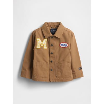 Gap Chestnut Brown Disney Mickey Mouse Canvas Chore Jacket (6mths-5yrs)