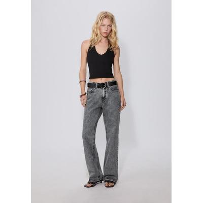 Stradivarius D92 straight wide-leg jeans BLACK DENIM WASHED EFFECT 10