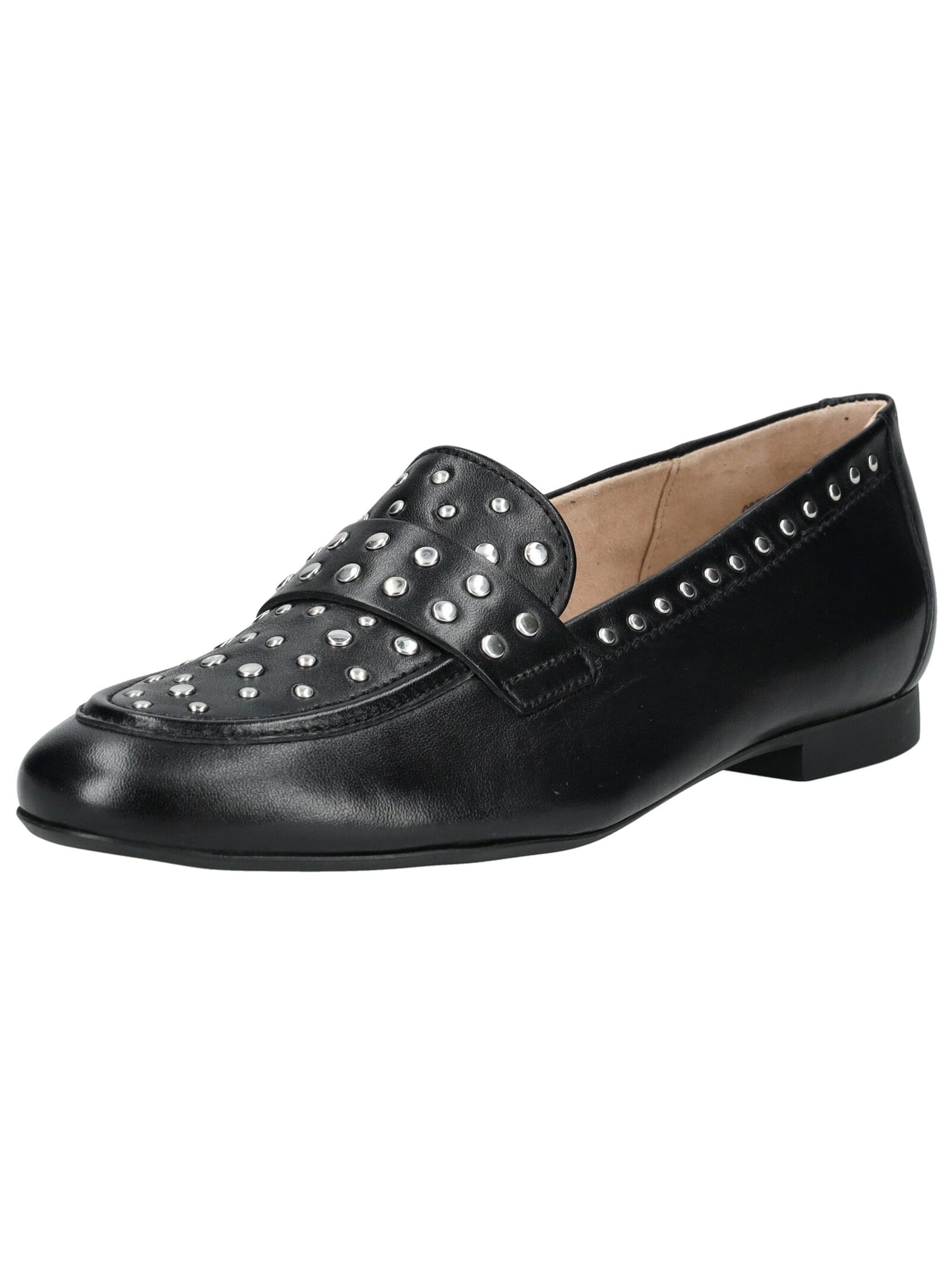 Slipper PAUL GREEN "Paul Green Slipper Glattleder", Damen, Gr. 38, schwarz, silber, Glattleder, Casual, Schuhe