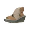 Keilsandalette FLY LONDON "Fly London Sandalen Leder", Damen, Gr. 40, beige (sand), Leder, casual, Schuhe