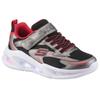 Sneaker SKECHERS "SKECHERS METEOR-LIGHTS", Kinder, Gr. 31, rot (grau, schwarz, rot), Lederimitat, Textil, kontrastfarbene Details, metallic, sportlich, Schuhe, Klettschuh mit Blinkfunktion, Größenschablone zum Download