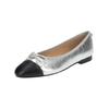 Ballerina STEVE MADDEN "STEVE MADDEN Ballerinas Leder/Synthetik", Damen, Gr. 39, silber, Leder, Synthetik, casual, Schuhe