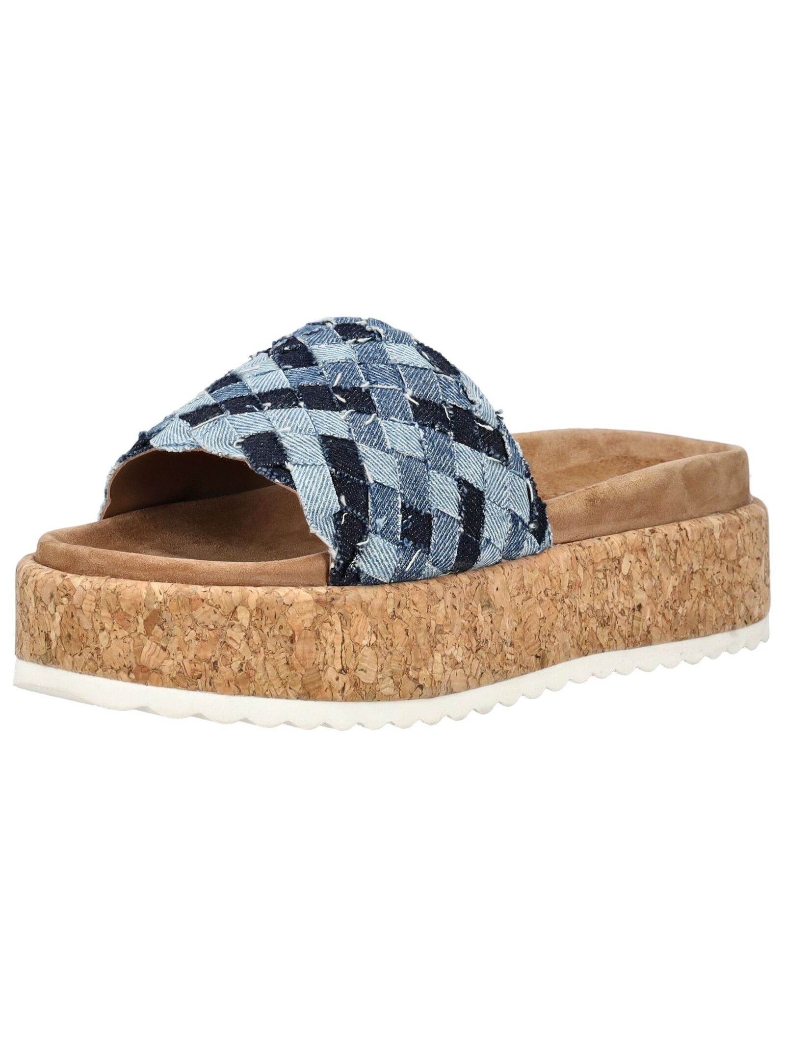 Pantolette LAZAMANI "Lazamani Pantoletten Leder", Damen, Gr. 36, blau (denim), Leder, Schuhe Pantolette