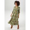 Maxikleid ANISTON CASUAL, Damen, Gr. 50, N-Gr, grün, dunkelgelb, türkis, schwarz, pink, weiß, blau, Web, Obermaterial: 100% Viskose, Paisley, bedruckt, feminin, lässig geschnitten knöchelfrei, V-Ausschnitt, Langarm Krempelärmel 1-Knopf-Manschette,...