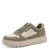 Plateausneaker TAMARIS, Damen, Gr. 36, mintgrün kombiniert, Leder, Lederimitat, kontrastfarbene Details, sportlich, Schuhe, Trendsneaker, Freizeitschuh, Schnürschuh im coolen Basket-Style