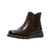 Keilstiefelette FLY LONDON "Fly London Stiefelette Leder/Textil", Damen, Gr. 40, braun (dunkelbraun), Leder, Textil, casual, Schuhe