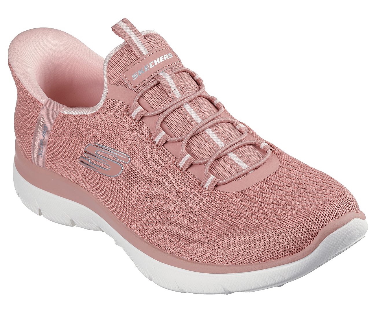 Slip-On Sneaker SKECHERS "SUMMITS", Damen, Gr. 37, rosa, Textil, Schuhe, Freizeitschuh mit Slip-ins