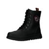 Schnürstiefelette GEOX "Geox Stiefelette Lederimitat", Kinder, Gr. 30, rot (schwarz, rot), Lederimitat, casual, Schuhe