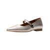 Riemchenballerina FLY LONDON "Fly London Ballerinas Leder", Damen, Gr. 40, silber, Leder, elegant, Schuhe