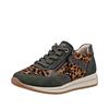 Keilsneaker REMONTE, Damen, Gr. 36, braun (khaki, leo), Leder, Lederimitat, animal-print, sportlich, Schuhe, Schnürschuh, Halbschuh, Casual-Sneaker mit Innenreißverschluss