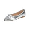 Ballerina STEVE MADDEN "STEVE MADDEN Ballerinas Leder/Textil", Damen, Gr. 39, silber, Leder, Textil, casual, Schuhe