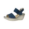 Riemchensandale FLY LONDON "Fly London Sandalen Leder", Damen, Gr. 37, blau, Leder, casual, Schuhe