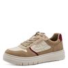 Plateausneaker TAMARIS, Damen, Gr. 37, braun (camelfarben kombiniert), Leder, Lederimitat, kontrastfarbene Details, sportlich, Schuhe, Trendsneaker, Freizeitschuh, Schnürschuh im coolen Basket-Style