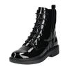 Schnürstiefelette GEOX "Geox Stiefelette Leder", Damen, Gr. 38, schwarz (schwarz lack), Leder, casual, Schuhe