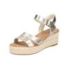 Keilsandalette TOMS "TOMS Sandalen Leder", Damen, Gr. 42,5, gold, Leder, casual, Schuhe