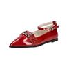 Riemchenballerina BUFFALO "Buffalo Ballerinas Lederimitat", Damen, Gr. 40, rot lack, Lederimitat, casual, Schuhe