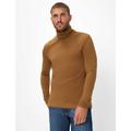 Rollkragenpullover BRAX "Style BENNO", Herren, Gr. M (50), braun, 98% Baumwolle, 2% Elasthan, Langarm, Pullover