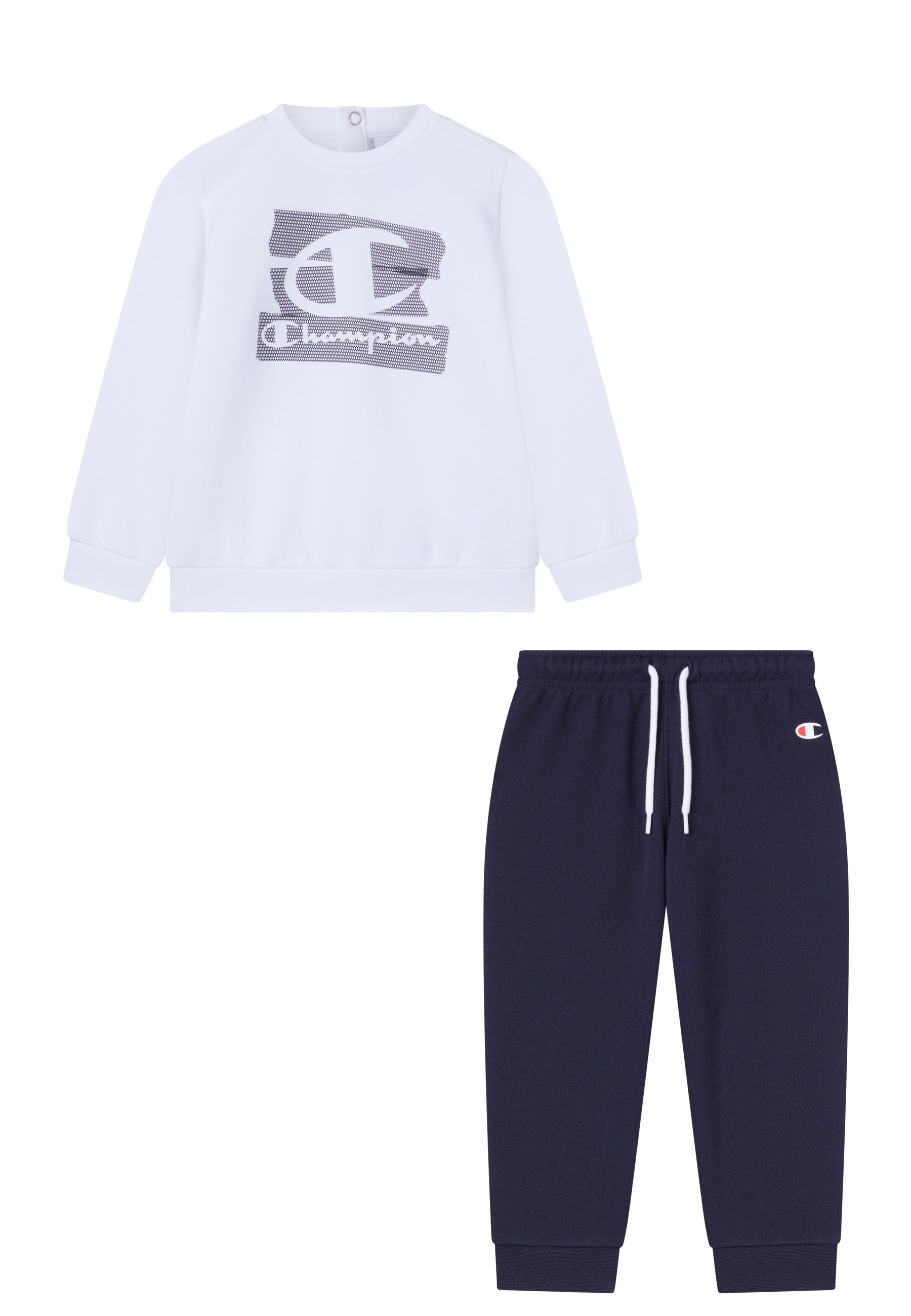 Jogginganzug CHAMPION "Crewneck Suit", Kinder, Gr. 98, wht, nny, Obermaterial: 54% Baumwolle, 46% Polyester, Sportlich, Sportanzüge Image