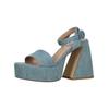 High-Heel-Sandalette STEVE MADDEN "STEVE MADDEN Sandalen Textil", Damen, Gr. 40, blau (denim), Textil, casual, Schuhe