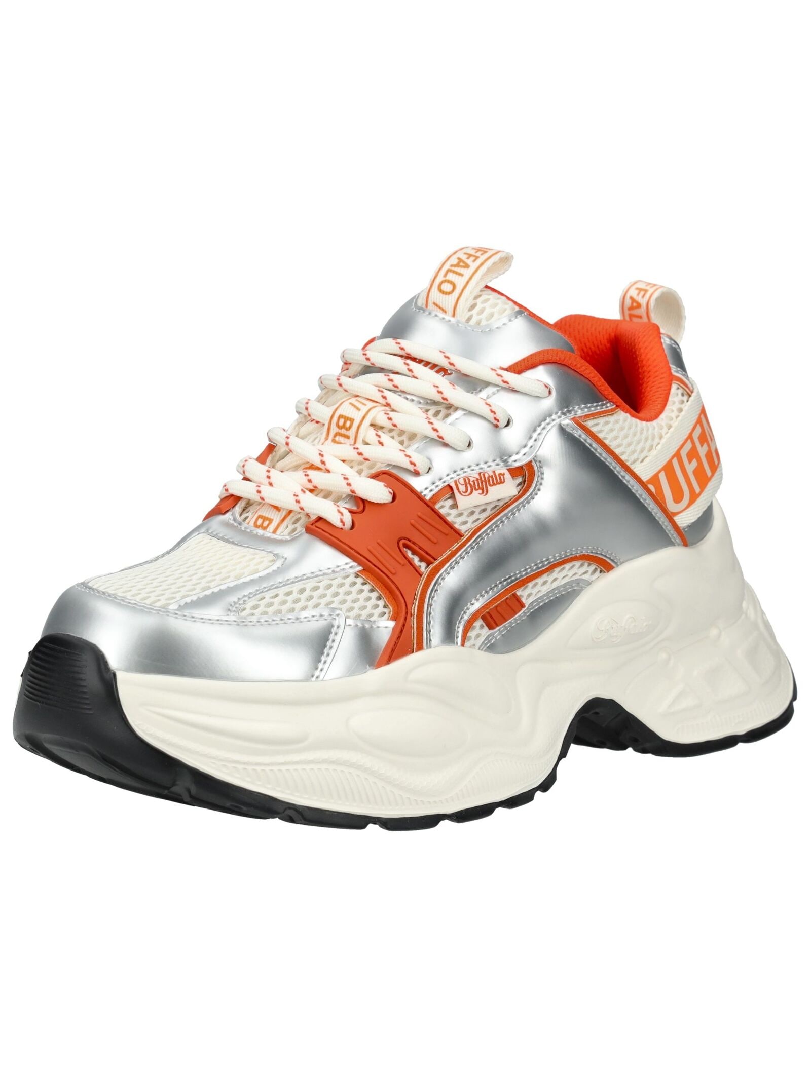Sneaker BUFFALO "Buffalo Sneaker Lederimitat/Mesh", Damen, Gr. 41, orange (beige, orange), Lederimitat, Textil, Schuhe Image