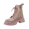 Schnürstiefelette ILC "ILC Stiefelette Leder", Damen, Gr. 39, rosa (powder), Leder, casual, Schuhe