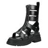 Schaftsandalette BUFFALO "Buffalo Sandalen Lederimitat", Damen, Gr. 41, schwarz, Lederimitat, casual, Schuhe
