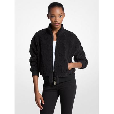 Michael Kors Logo Jacquard Sherpa Zip-Up Jacket Black XL