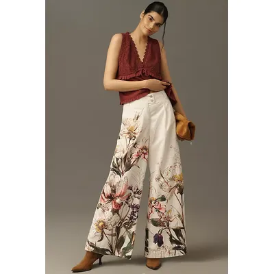 By Anthropologie Printed Wide-Leg Trousers