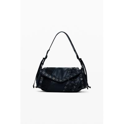 Medium faux leather patch bag