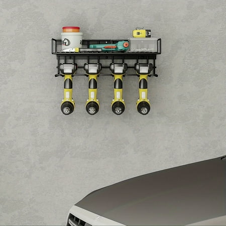 Power Tool Organizer Tool Storage Shelf Wall Mount Tool Battery Organizer with Screwdriver/Hammer/Air Tool Rack Utility Shelves