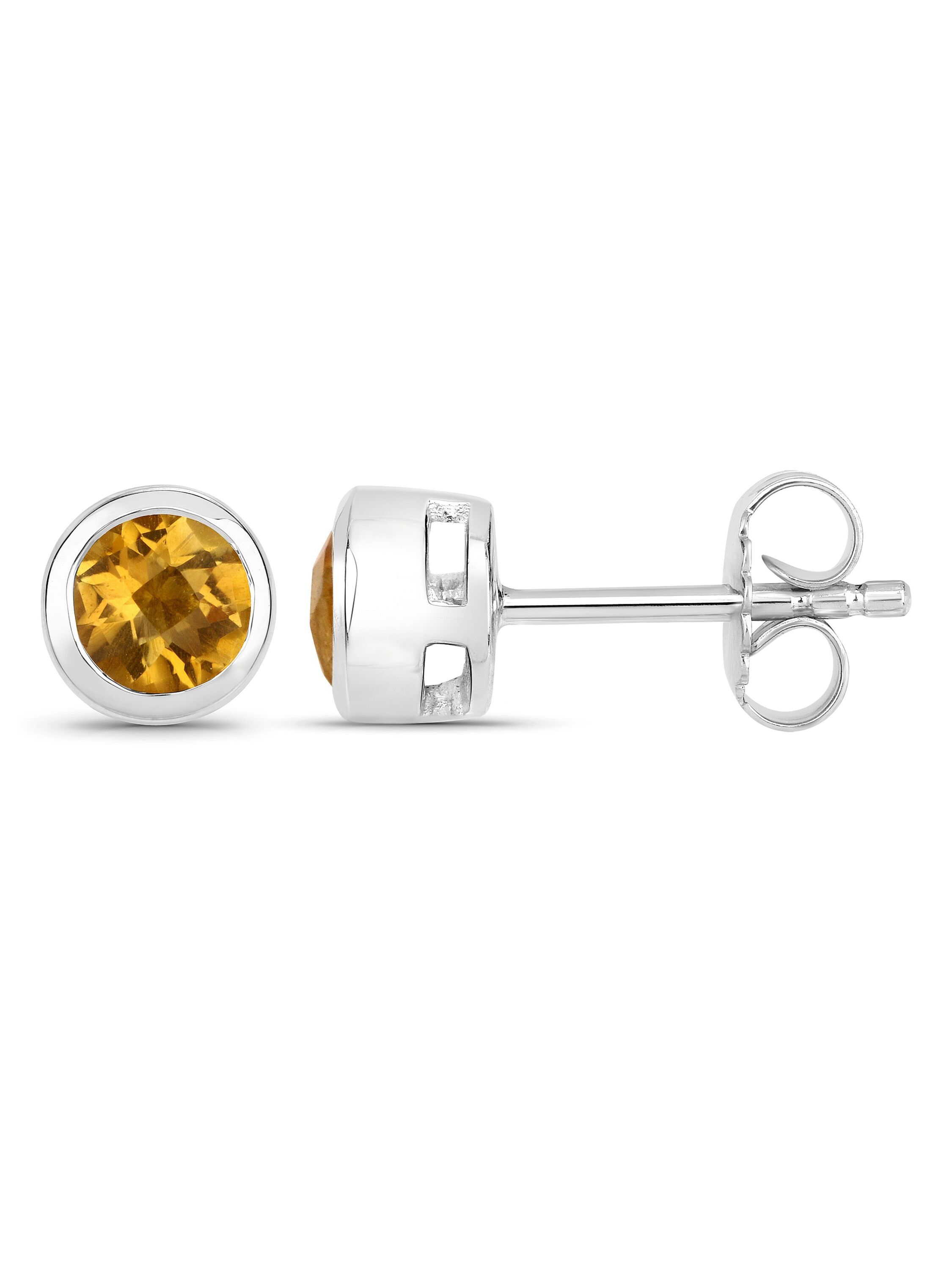 Vira Jewels Ohrstecker 925-Sterling Silber rhodiniert glänzend Citrin orange rund Image