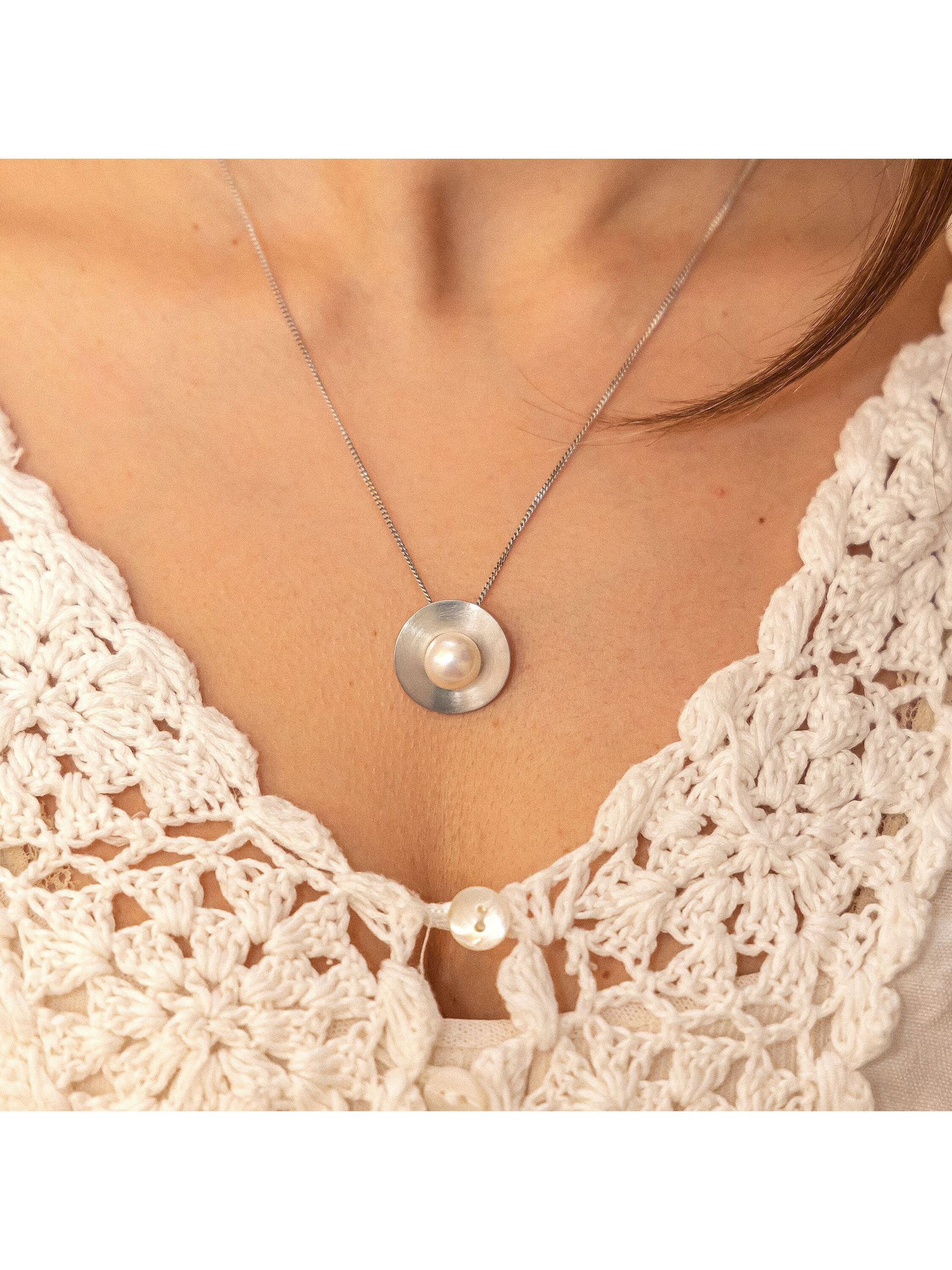 Zeeme Pearls Halskette Silber 925 rhodiniert mit einer weißen Perle 10mm Image