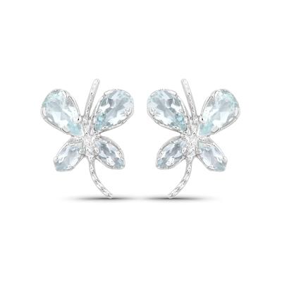 Vira Jewels Ohrringe Silber 925 rhodiniert Schmetterling-Motiv mit echtem Aquamarin Image