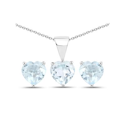 Vira Jewels Schmuck-Set Silber 925 rhodiniert Ohrringe und Halskette mit Blautopas (beh.) Herz-Form Image