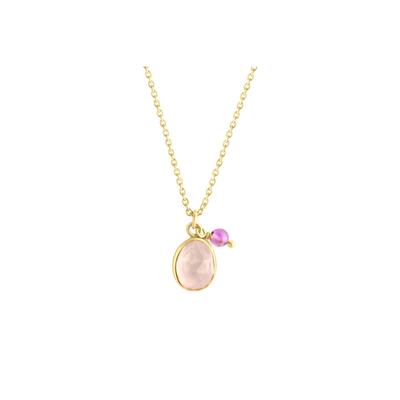 Jamelli Halskette Silber 925 vergoldet mit Amethyst und Rosenquarz Image