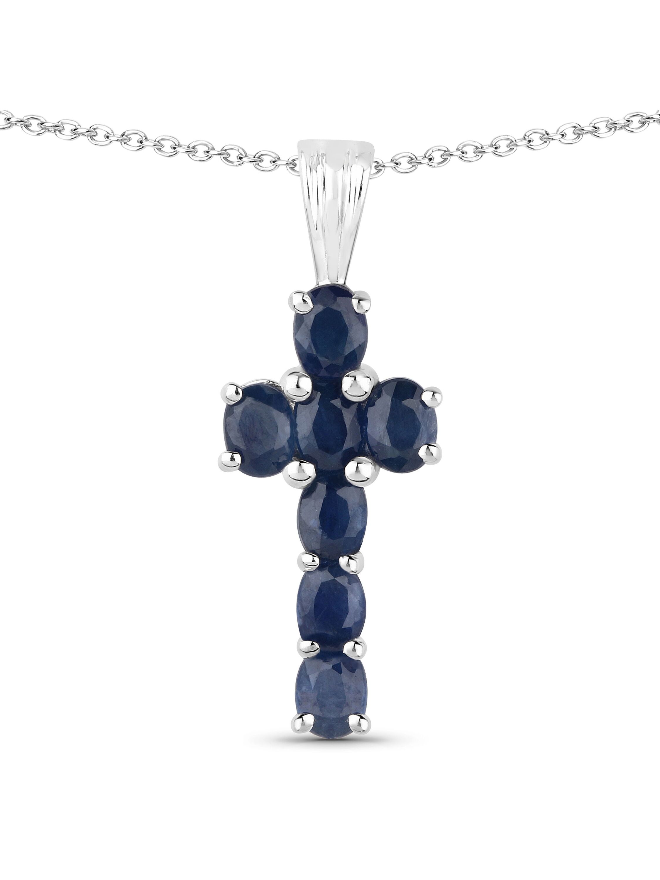 Vira Jewels Anhänger mit Kette 925-Sterling Silber rhodiniert Glänzend Saphir Blau Image