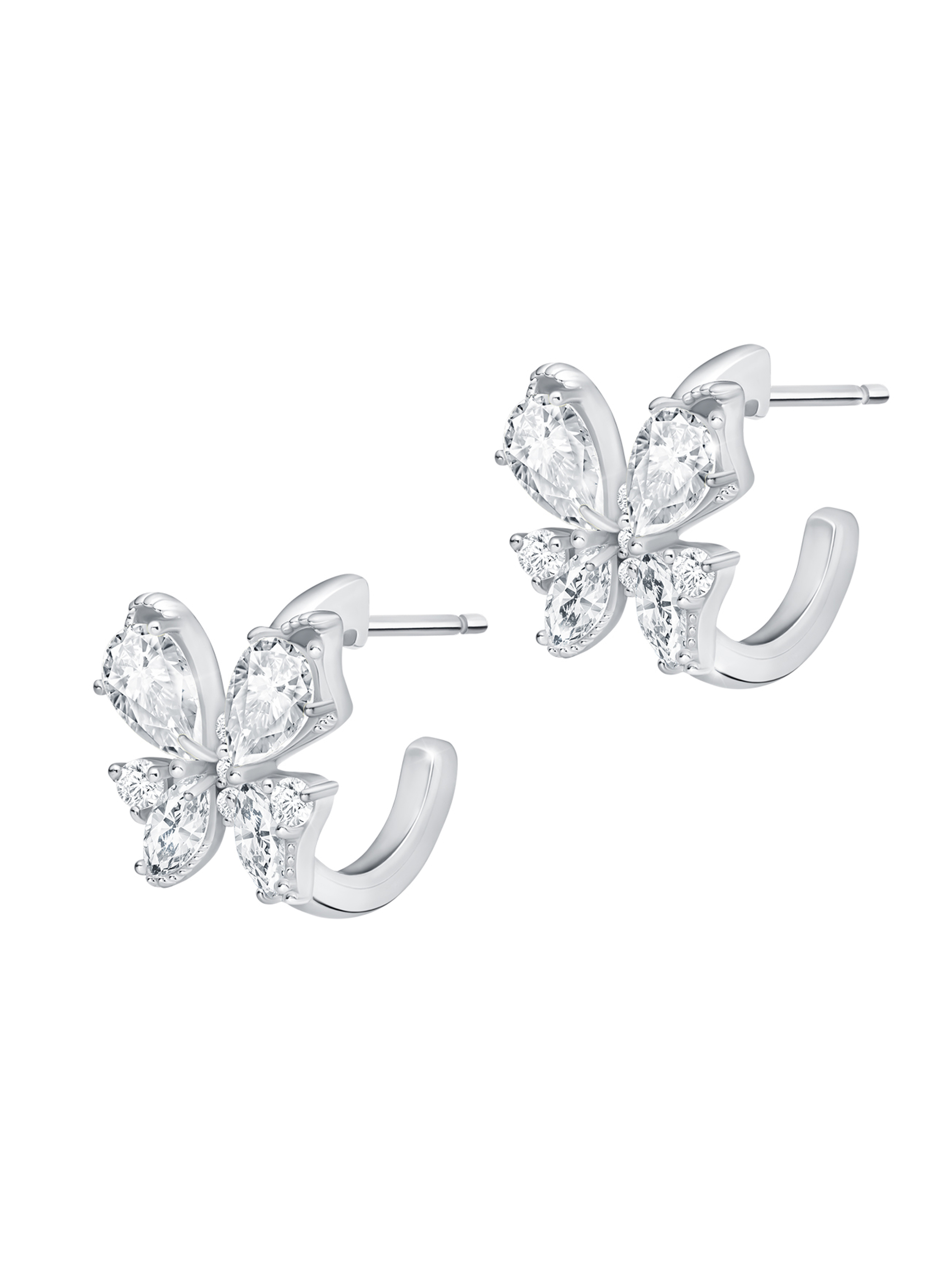 LEIS Steckcreolen 925 Sterling Silber rhodiniert Glänzend Zirkonia weiß Image