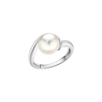 Zeeme Pearls Ring Silber 925 rhodiniert mit einer weißen Perle 9,5-10mm Image