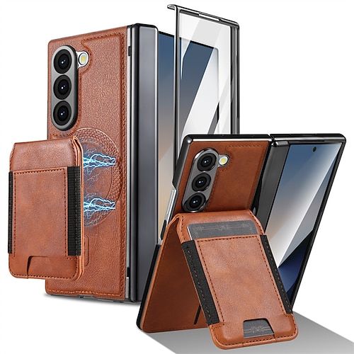 telefono Custodia Per Samsung Galaxy Piegatura a Z 7 Z Fold 6 Z Fold 5 Z Fold 4 Z Fold 3 Custodia ad adsorbimento magnetico Custodia Portafoglio Magnetico Protezione Completa Resistente agli urti