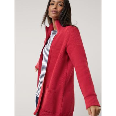 Walbusch Damen Zip-Longstrickjacke Rot noch offen: Muster Image