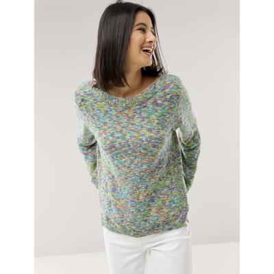 Walbusch Damen Multicolor Flammengarn Pullover Hellblau noch offen: Muster Image