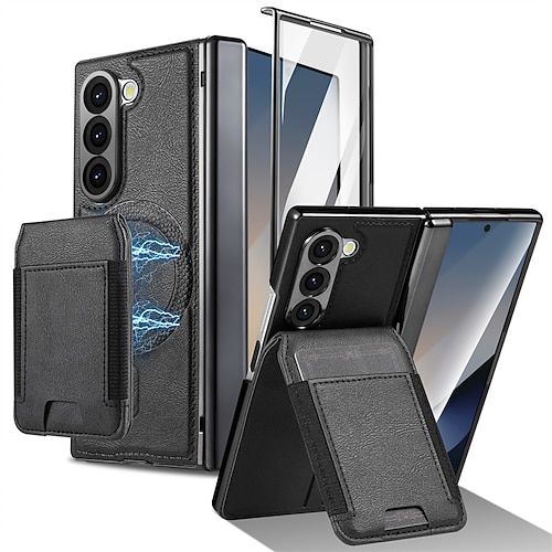 telefono Custodia Per Samsung Galaxy Piegatura a Z 7 Z Fold 6 Z Fold 5 Z Fold 4 Z Fold 3 Custodia ad adsorbimento magnetico Custodia Portafoglio Magnetico Protezione Completa Resistente agli urti