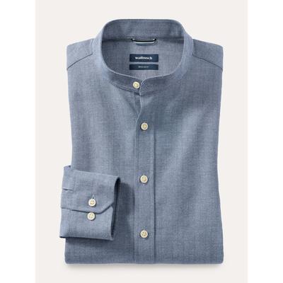 Walbusch Herren Flanell Stehkragenhemd Blau Image